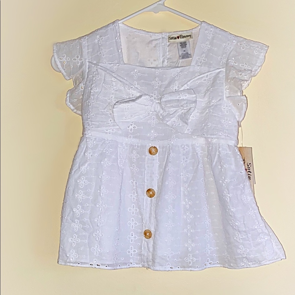 Satin flowers peasant blouse white button up 10